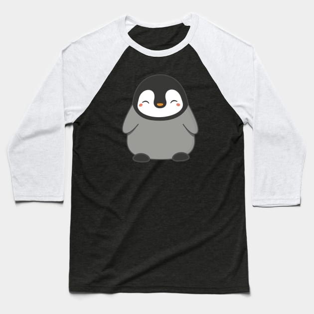 Cute Kawaii Winter Penguin Baseball T-Shirt by happinessinatee